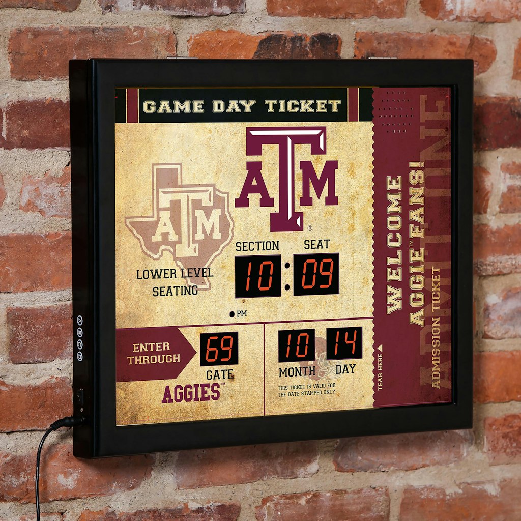 Texas A&M Aggies 15" x 19" Bluetooth Scoreboard Wall Clock: $165