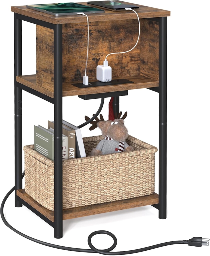 Vasagle 3-Tier Side Table with Charging Station: $24 w/ Prime