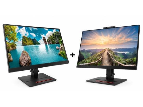 Refurbished Lenovo ThinkVision T24i 23.8" IPS LCD Monitor + ThinkVision T24v 23.8" IPS LCD Monitor w/ Webcam Bundle: $189.99