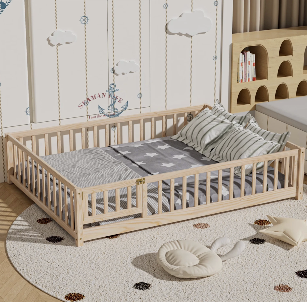 Triple Tree Montessori Kids' Full Floor Bed Frame: $58