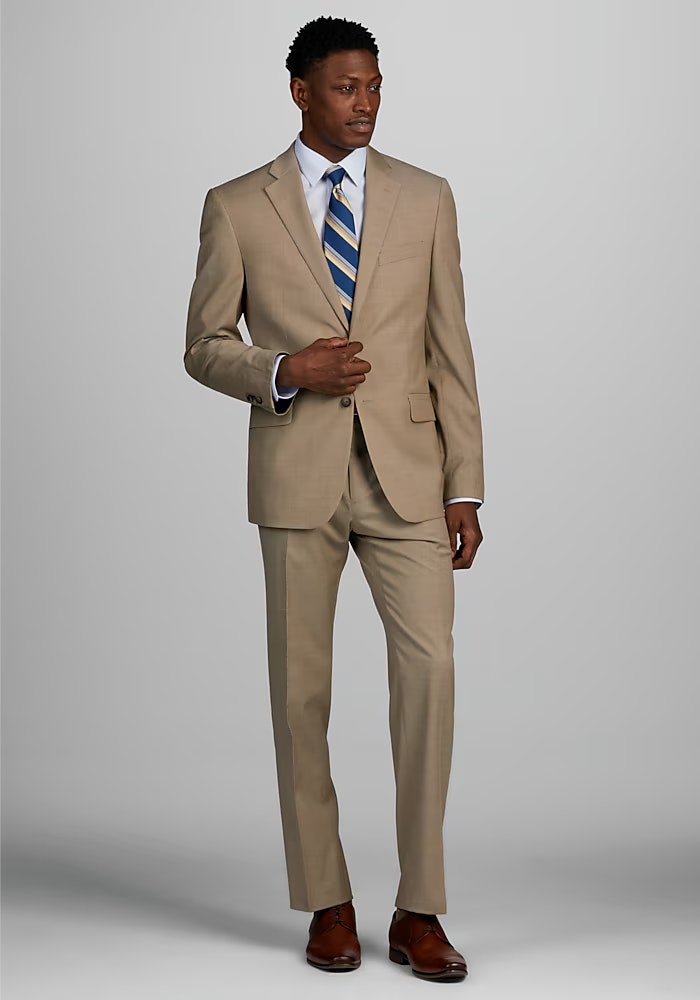 Jos. A. Bank Men's Traveler Performance Collection Tailored Fit Wool Blend Suit: $180