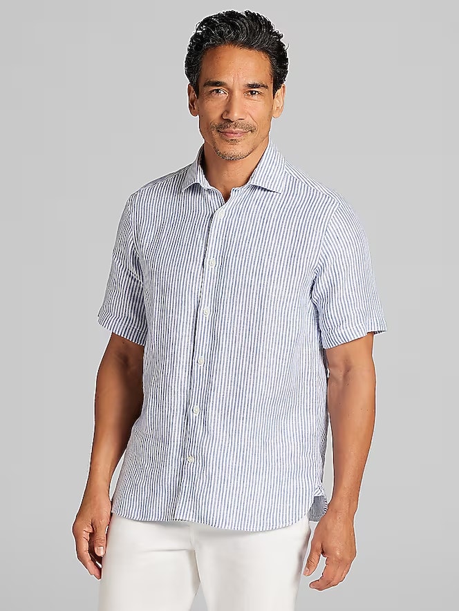 Joseph Abboud Men's Modern Fit 100% Linen Button Up Shirt: $20