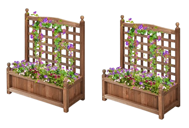2 Patiojoy Wooden Plant Boxes w/ Trellis: $70
