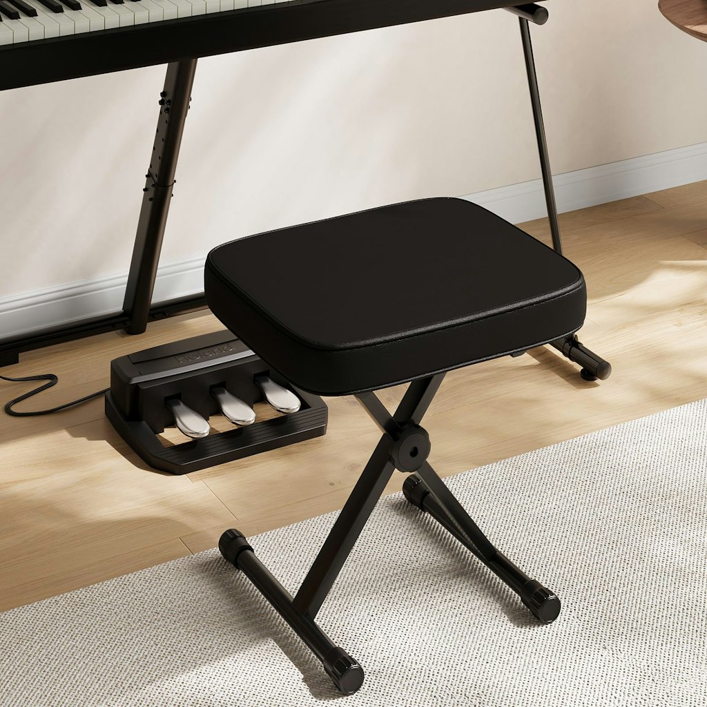 Adjustable X-Style Folding Piano Bench: $25