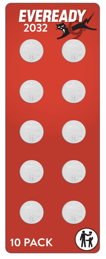 Eveready CR2032 Lithium 3V Battery 10-Pack: $3.01