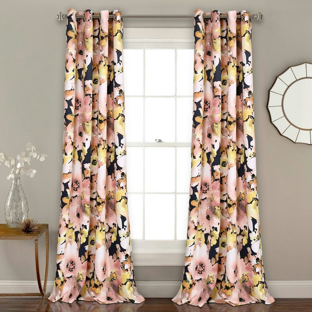 Lush Decor 84"x52" Floral Watercolor Light Filtering Window Curtain Panels 2-Pack: $33.99