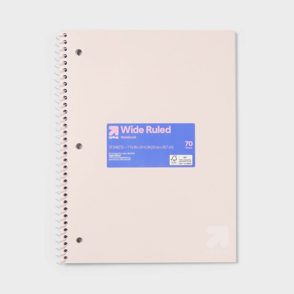 Up&up Wide Ruled Spiral Notebook 7.5"x10.5" 70-Sheet Poly Cover: $1.19 Up&up Wide Ruled Spiral Notebook 7.5"x10.5" 70-Sheet Poly Cover: $1.19