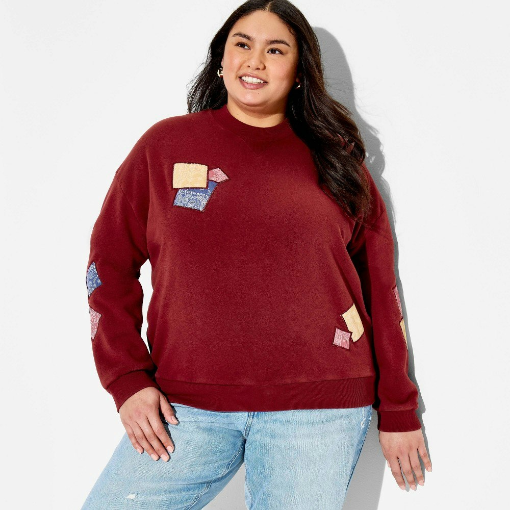 Women's Crewneck Bandana Patch Graphic Pullover Sweatshirt: $12.50 Women's Crewneck Bandana Patch Graphic Pullover Sweatshirt: $12.50