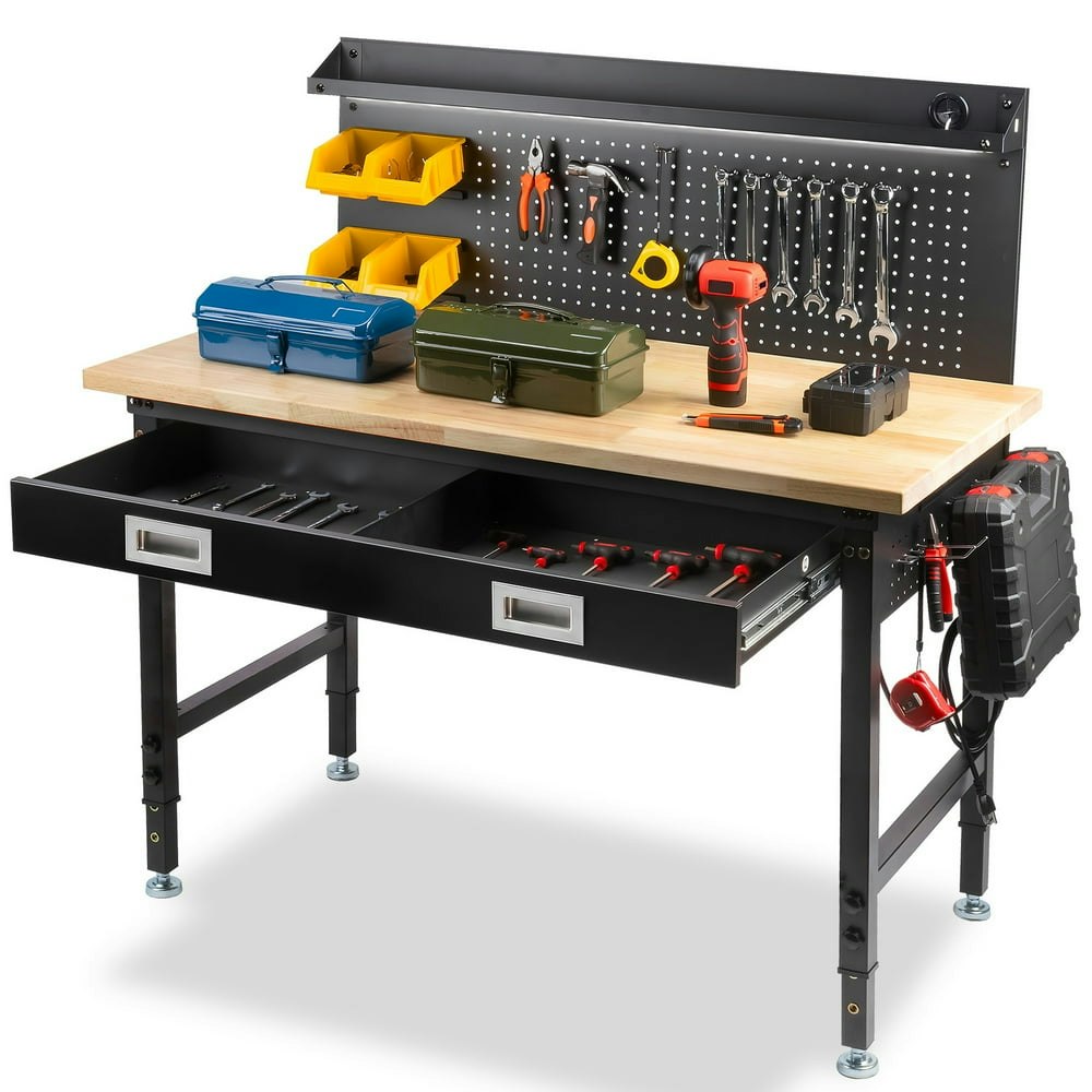 Muwood 48" x 24" Workbench with LED Pegboard and Power Outlets: $199.99