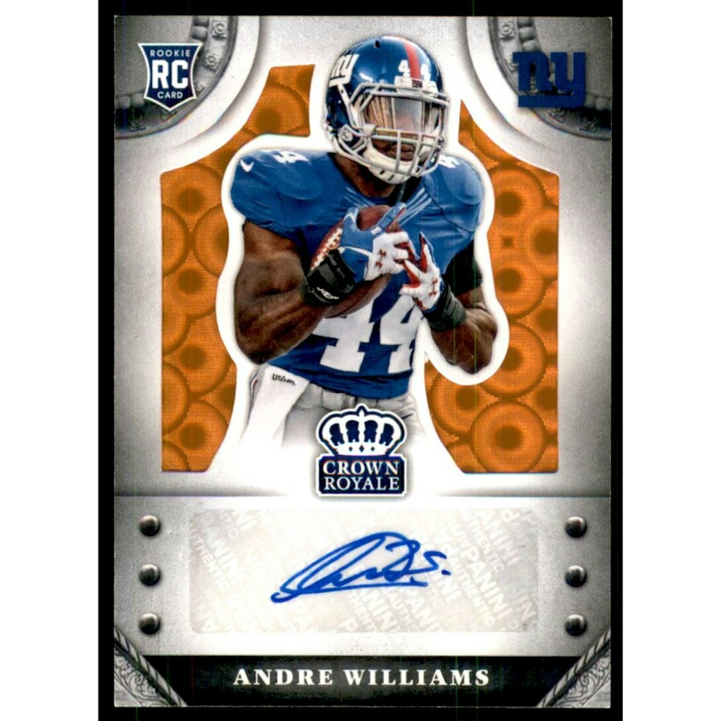 2014 Crown Royale Andre Williams Rookie Signatures Orange Pyramid Card: $20 2014 Crown Royale Andre Williams Rookie Signatures Orange Pyramid Card: $20