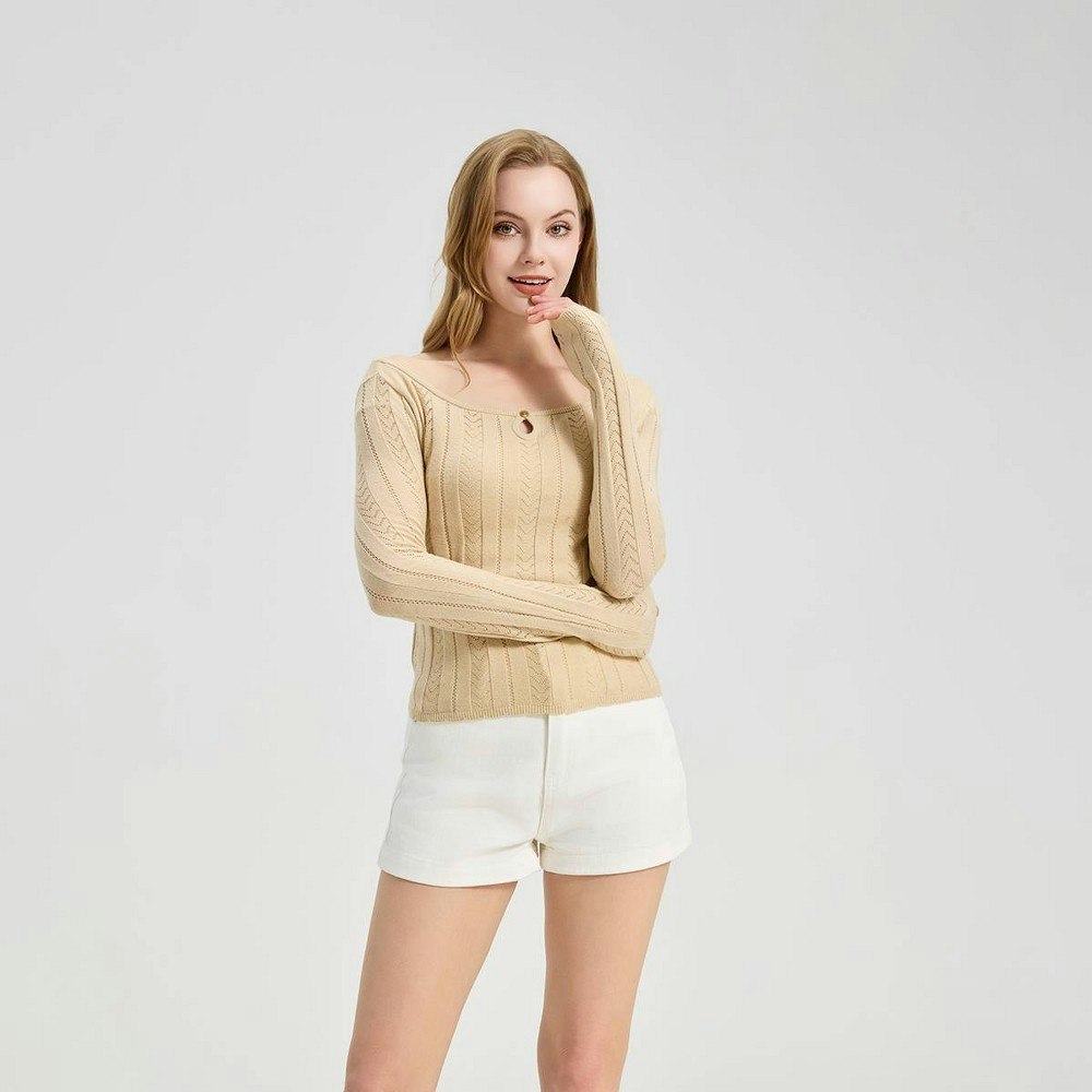 Women's Pointelle Keyhole Sweater: $38 Women's Pointelle Keyhole Sweater: $38