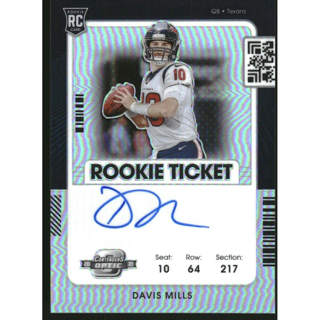 2021 Panini Contenders Optic Davis Mills Silver Autograph Card: $225 2021 Panini Contenders Optic Davis Mills Silver Autograph Card: $225