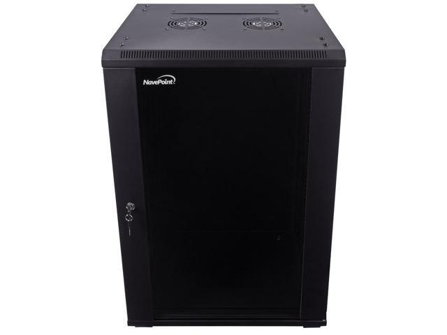 Navepoint 18U 450mm-Depth Networking Cabinet with Casters and Fans: $660