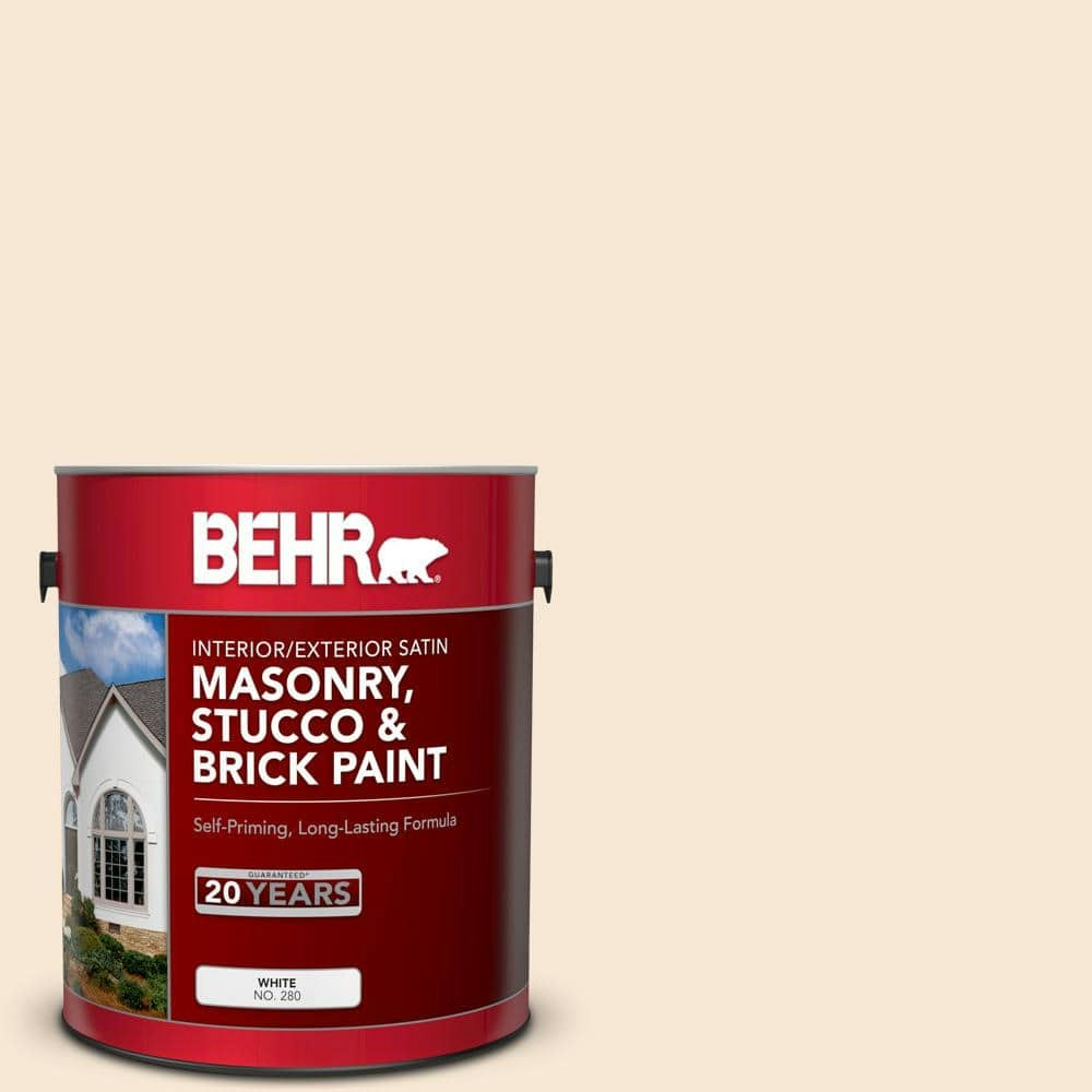 Behr Cafe Cream Satin Masonry, Stucco, and Brick Paint 1-Gallon: $33.98
