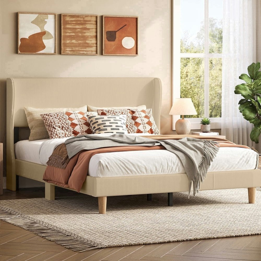 Bestier Queen Upholstered Platform Bed Frame: $142.49 Bestier Queen Upholstered Platform Bed Frame: $142.49