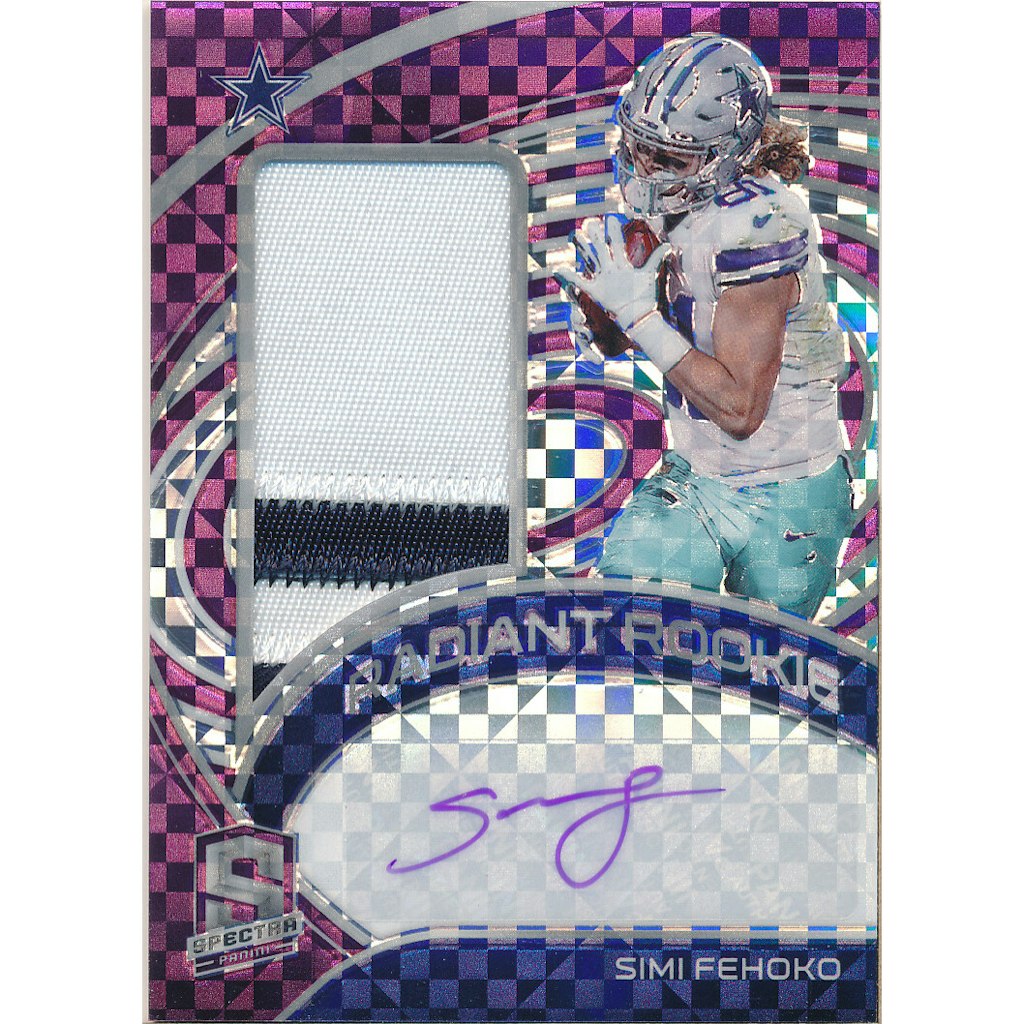2021 Panini Spectra Simi Fehoko Radiant Rookie Patch Signature Neon Purple Card: $36 2021 Panini Spectra Simi Fehoko Radiant Rookie Patch Signature Neon Purple Card: $36