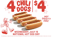 Wienerschnitzel Original Chili Dogs Deal for 4 for $4