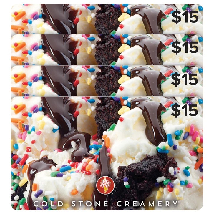 Four Cold Stone Creamery $15 eGift Cards ($60 Value): $48