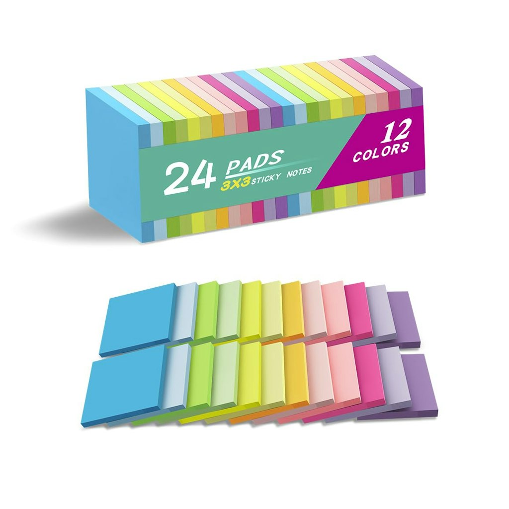 Vanpad 24-Pack 3" x 3" Multicolor Sticky Notes: $8.98