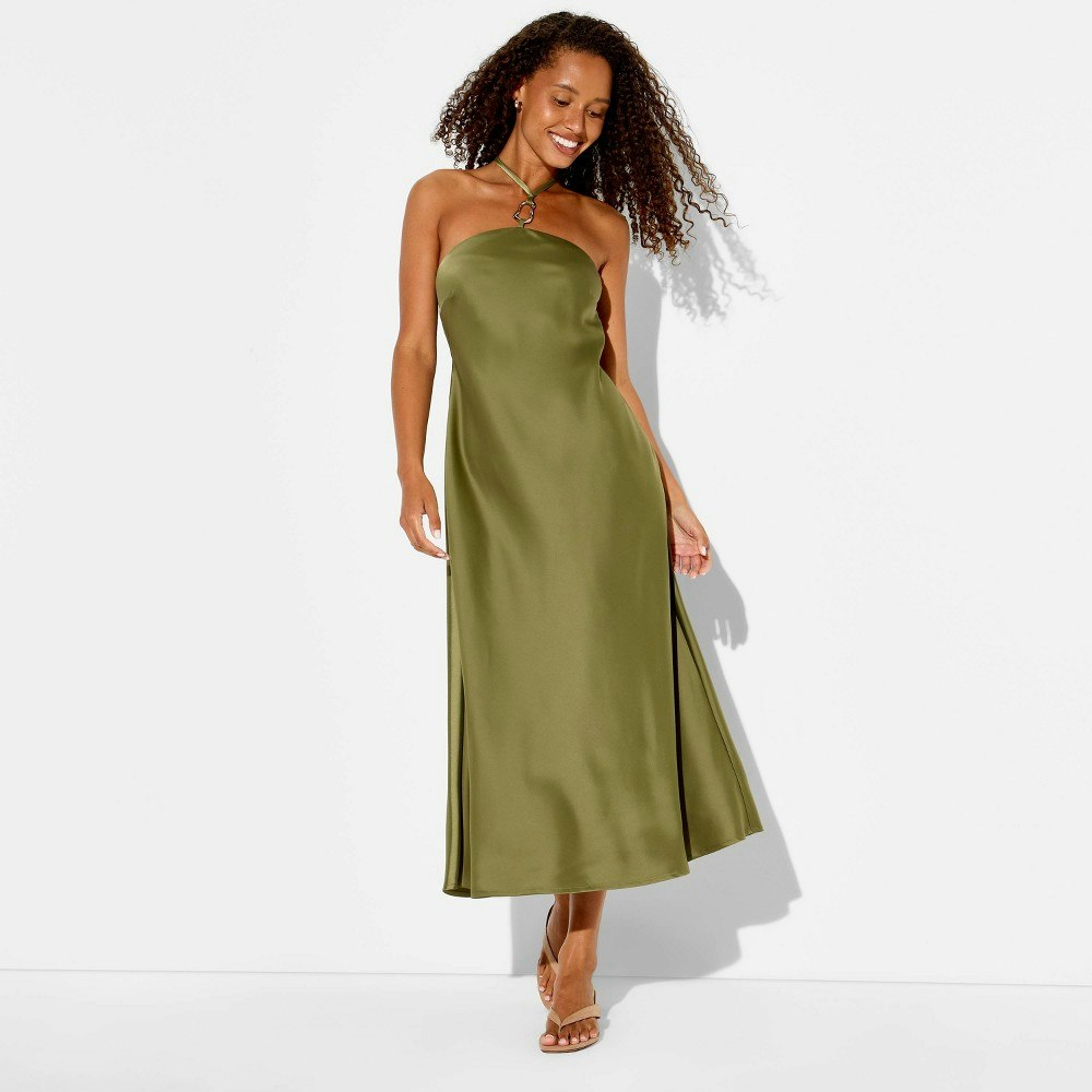 Wild Fable Women's Satin Halter Maxi Dress: $40 Wild Fable Women's Satin Halter Maxi Dress: $40