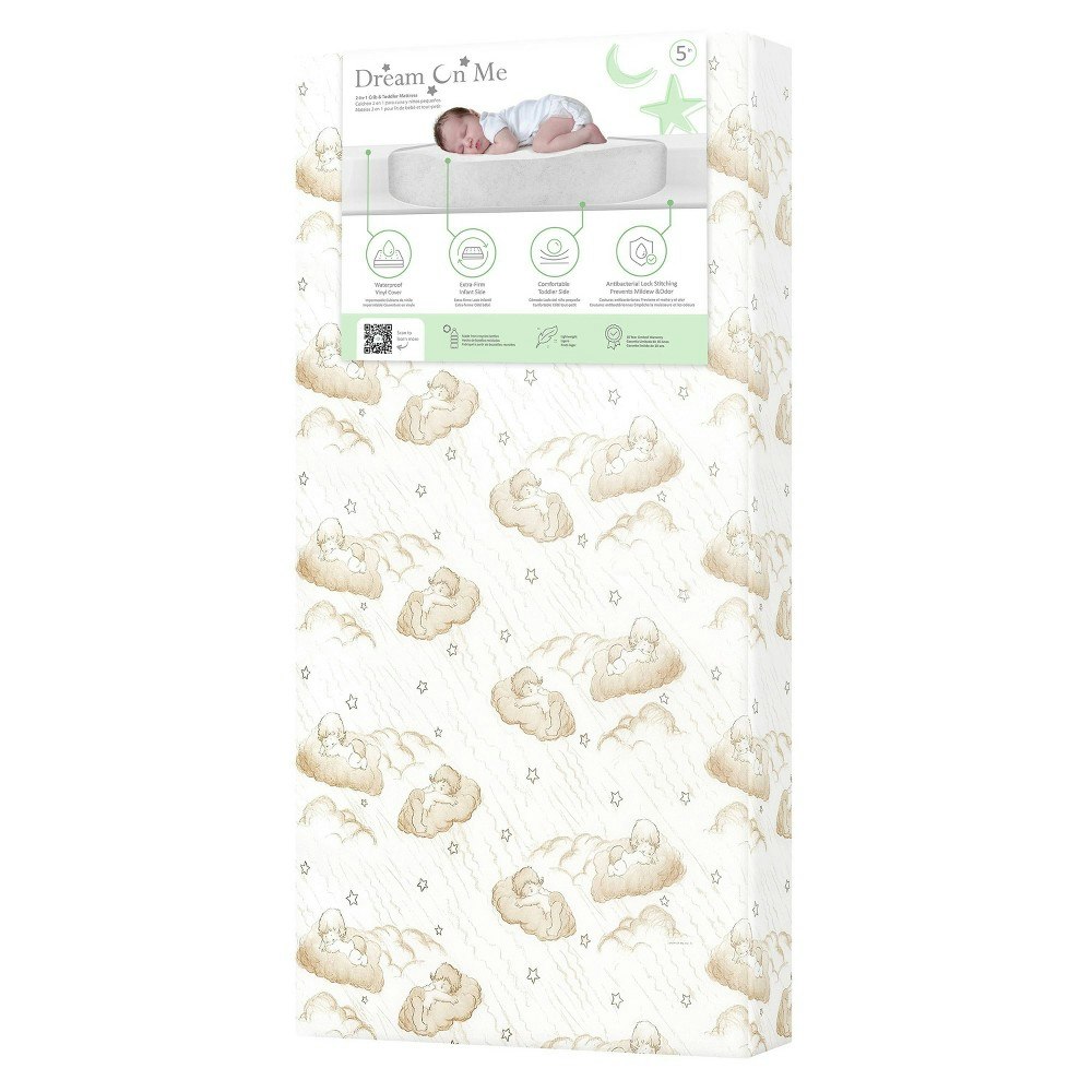 Dream On Me 2-in-1 Little Lullaby 5-inch Crib and Toddler Mattress: $54.99