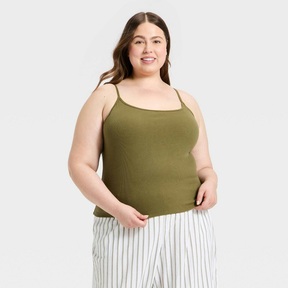 Auden Women's Ribbed Built-in-Bra Sleep Camisole 3X: $20