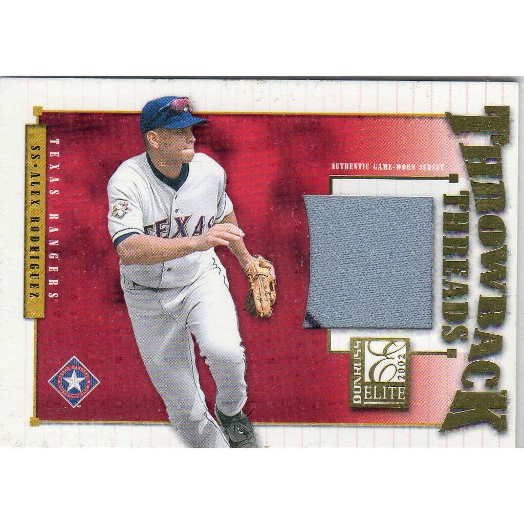 2002 Donruss Elite Throwback Threads Alex Rodriguez Card: $17.50 2002 Donruss Elite Throwback Threads Alex Rodriguez Card: $17.50