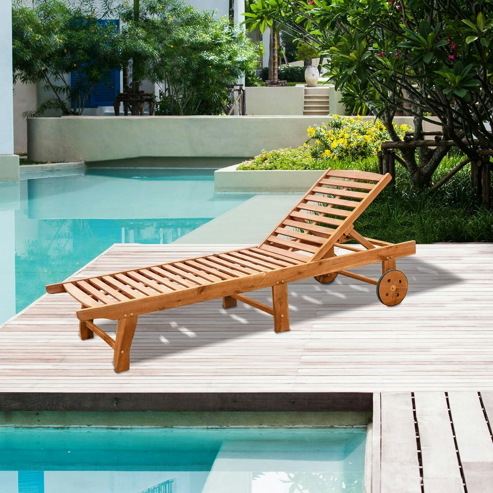 Outsunny Folding Acacia Wood Chaise Lounge Chair: $161.99 Outsunny Folding Acacia Wood Chaise Lounge Chair: $161.99