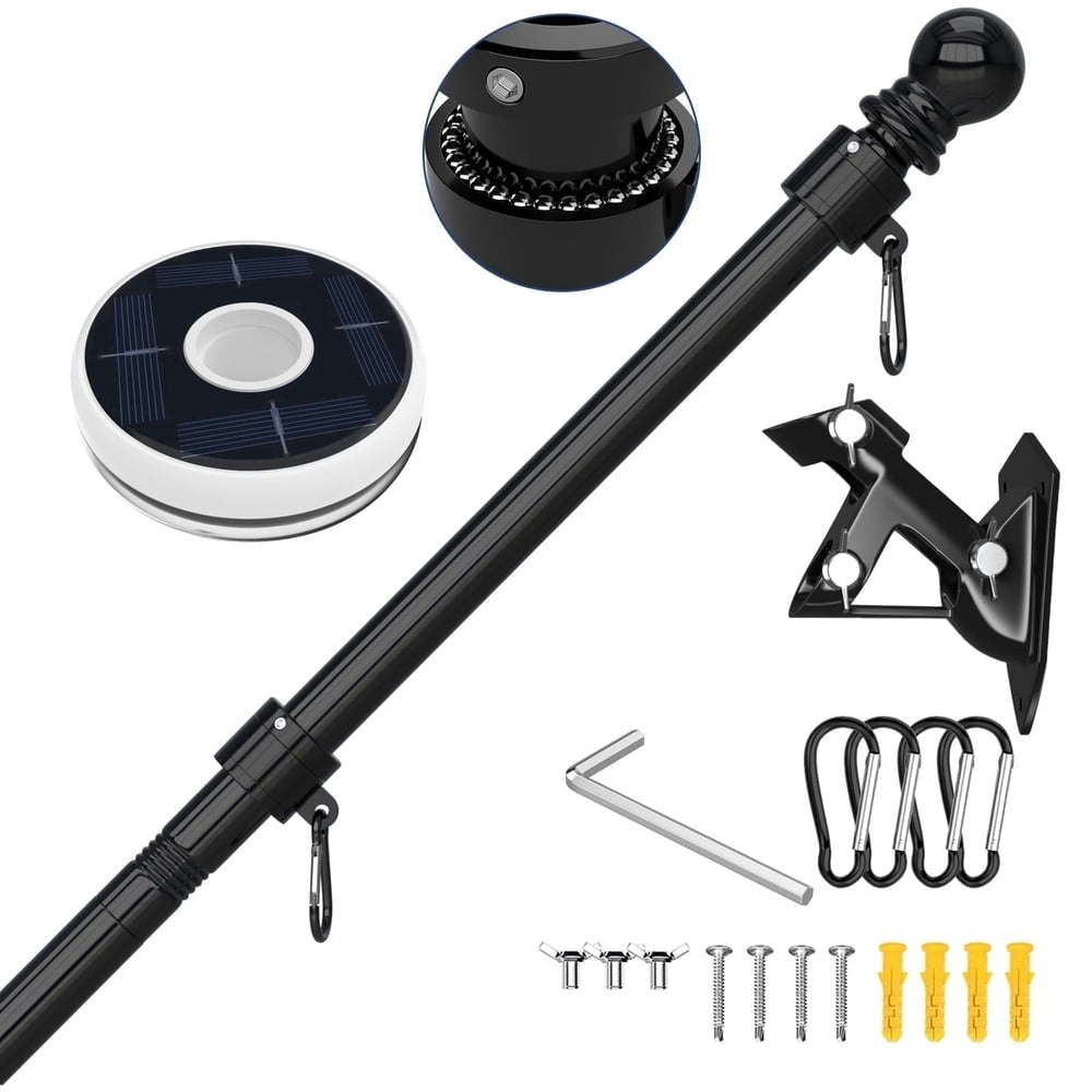 Fiason 6-Foot Wall-Mount Flag Pole Kit with Solar Light: $34.19