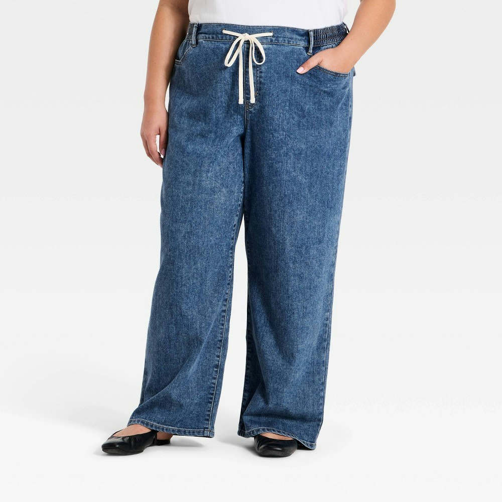 Ava & Viv Women's Tie-Waist Straight Leg Jeans: $40