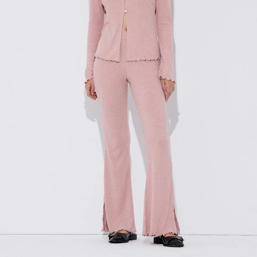 Wild Fable Women's High-Rise Metallic Rib-Knit Flare Pants: $45