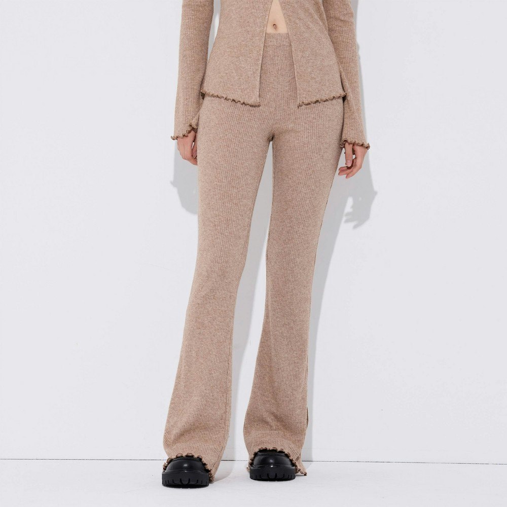 Wild Fable Women's High-Rise Metallic Rib-Knit Flare Pants: $45