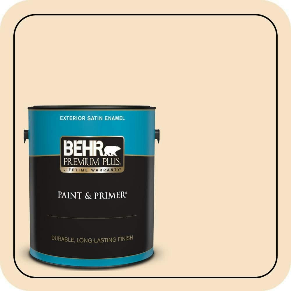 Behr Frosting Cream Satin Enamel Exterior Paint & Primer 1-Gallon: $49.98 Behr Frosting Cream Satin Enamel Exterior Paint & Primer 1-Gallon: $49.98