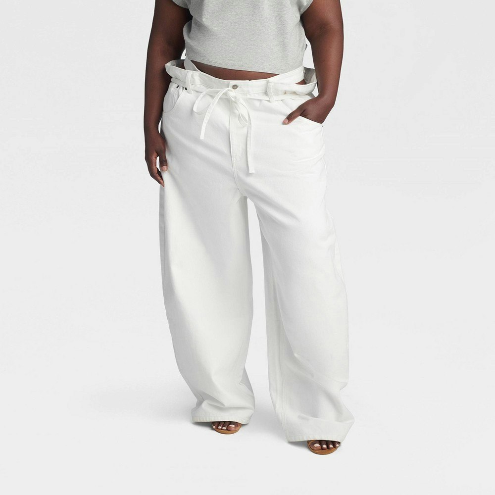 Kahlana High Waisted Paper Bag Cut Out Jeans: $60
