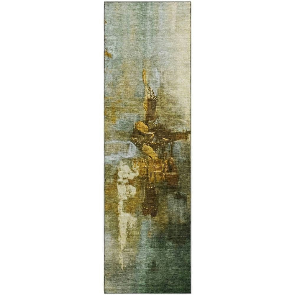 Mayfield Machine Washable 2' x 7' Abstract Runner Rug: $85.09