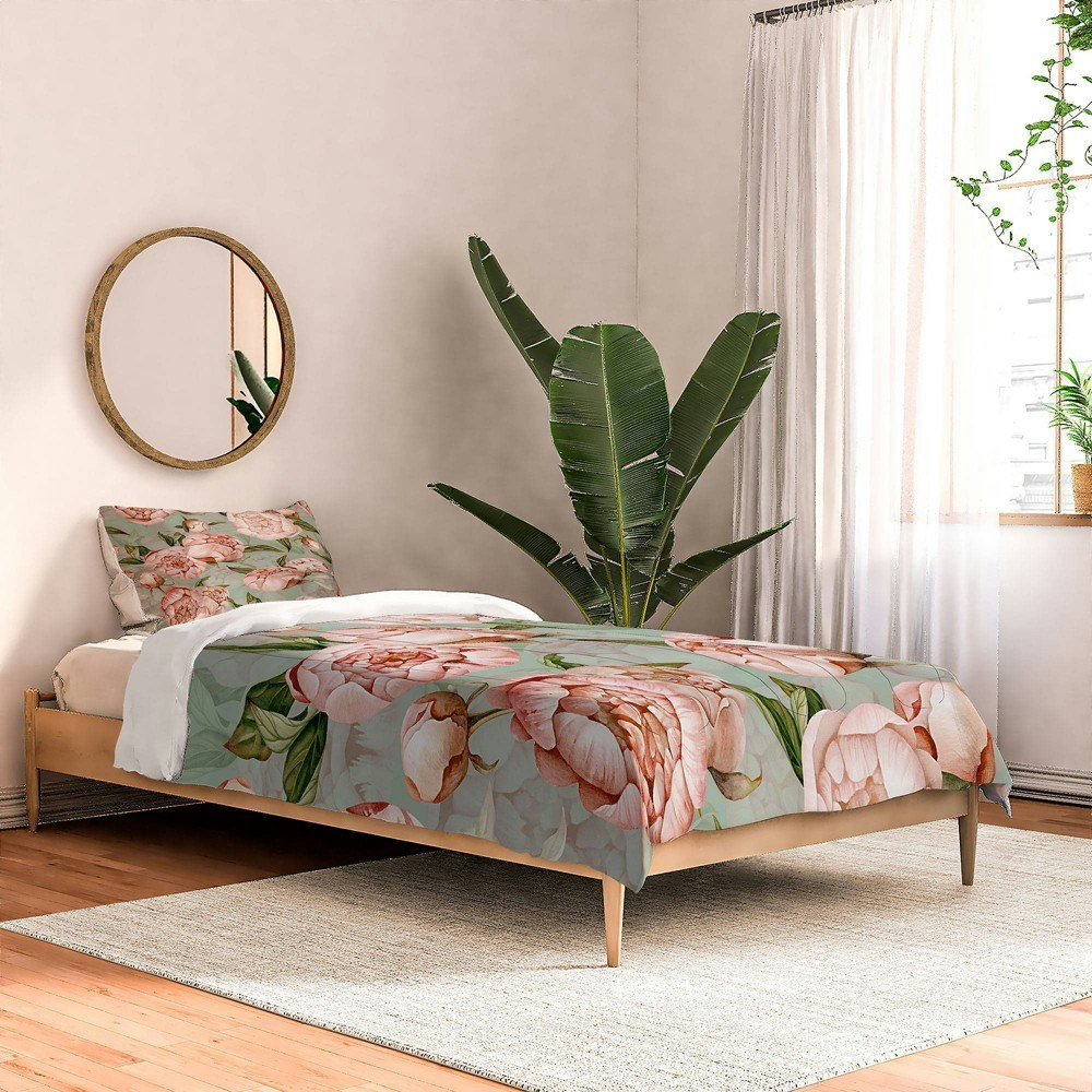 Deny Designs Twin Watercolor Peonies Comforter Set: $157.99