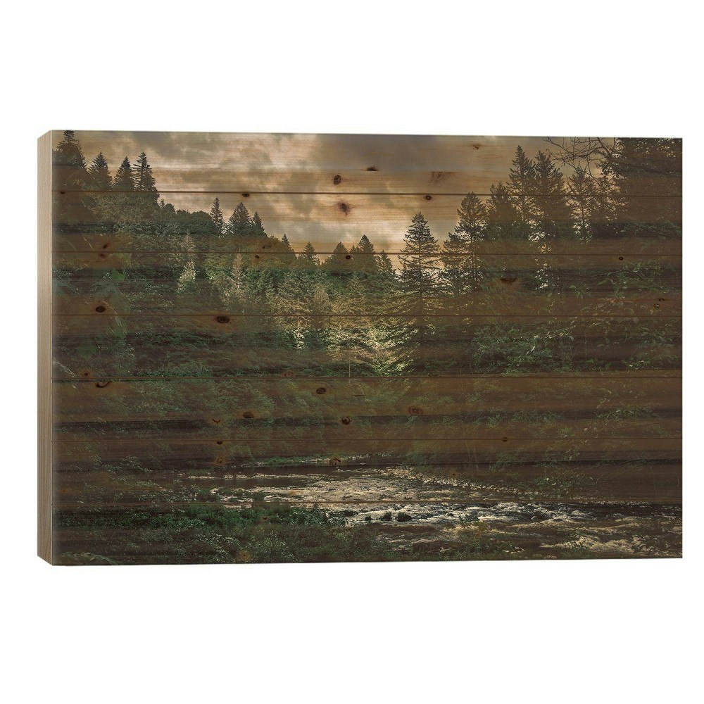 18" x 26" Pacific Northwest River and Trees Wood Wall Print: $65.99 18" x 26" Pacific Northwest River and Trees Wood Wall Print: $65.99