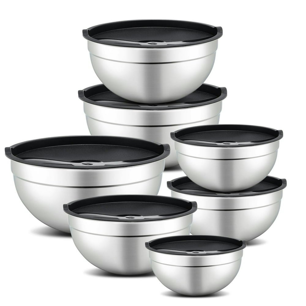 Mirdinner 7-Piece Stainless Steel Mixing Bowl Set with Lids: $17.99 Mirdinner 7-Piece Stainless Steel Mixing Bowl Set with Lids: $17.99