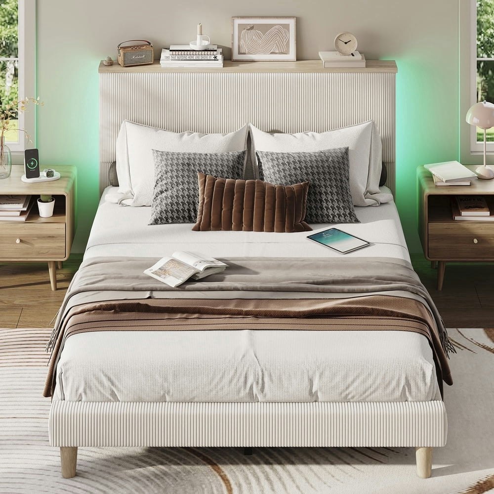 Bestier Queen Platform Bed with LED Storage Headboard: $106.71 Bestier Queen Platform Bed with LED Storage Headboard: $106.71