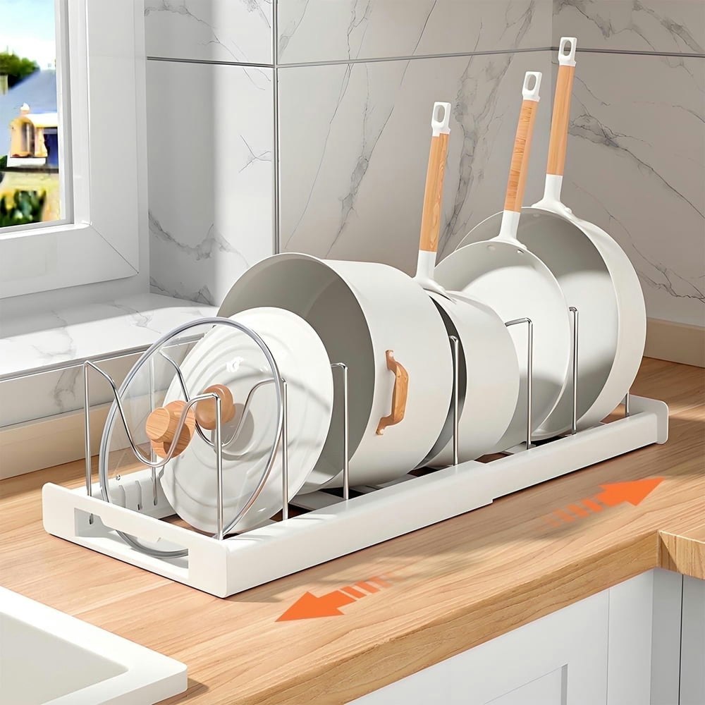Baokaler Expandable Pan and Pot Lid Organizer Rack: $15.29 Baokaler Expandable Pan and Pot Lid Organizer Rack: $15.29