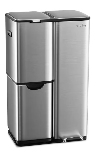 mVm 60L 3-Compartment Stainless Steel Trash Can: $83