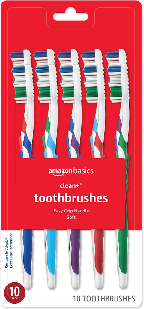 Amazon Basics Clean Plus Soft Bristle Toothbrush 10-Pack: $3.69 via Sub & Save