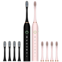 Ultrasonic Rechargeable Toothbrush 2-Pack w/ 8 Brush Heads for $15 + free shipping