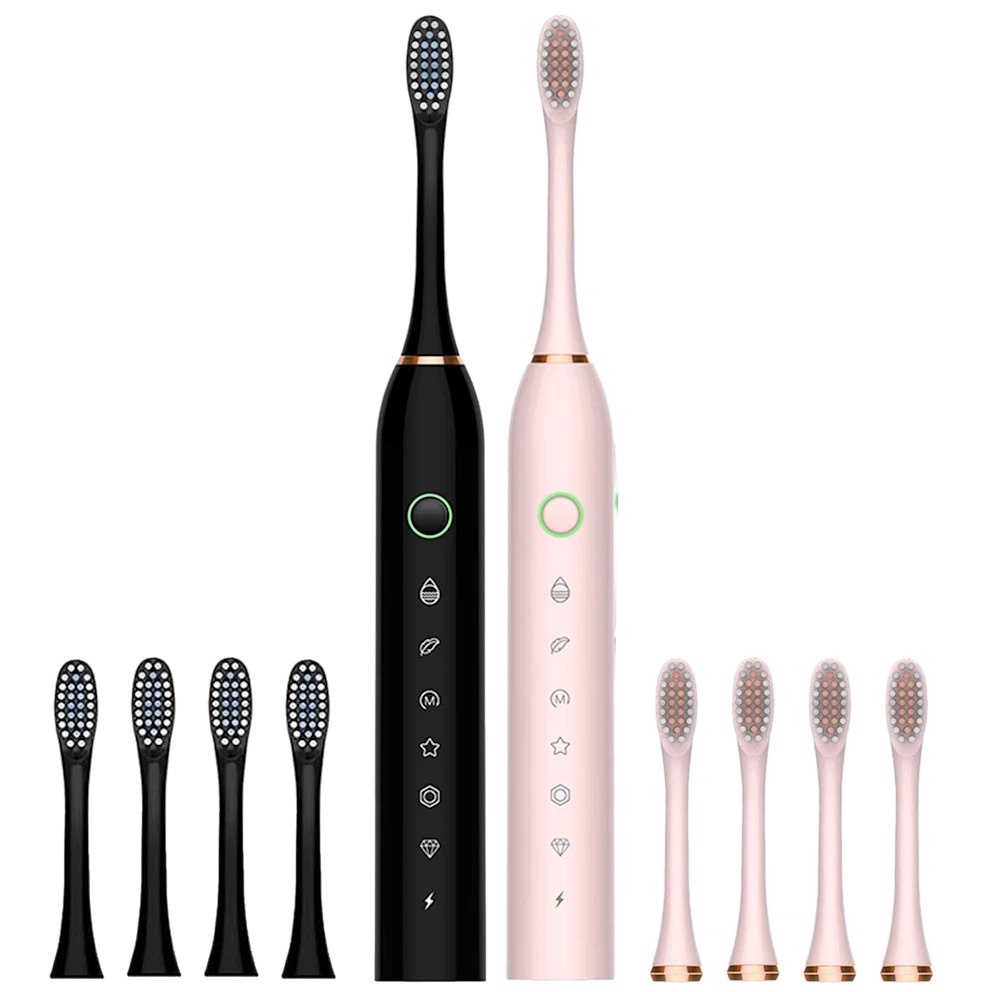 Ultrasonic Rechargeable Toothbrush 2-Pack w/ 8 Brush Heads: $15