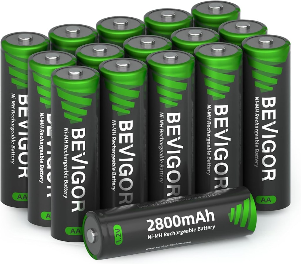 Bevigor 2,800mAh Ni-MH Rechargeable AA Batteries 16-Pack: $10.49