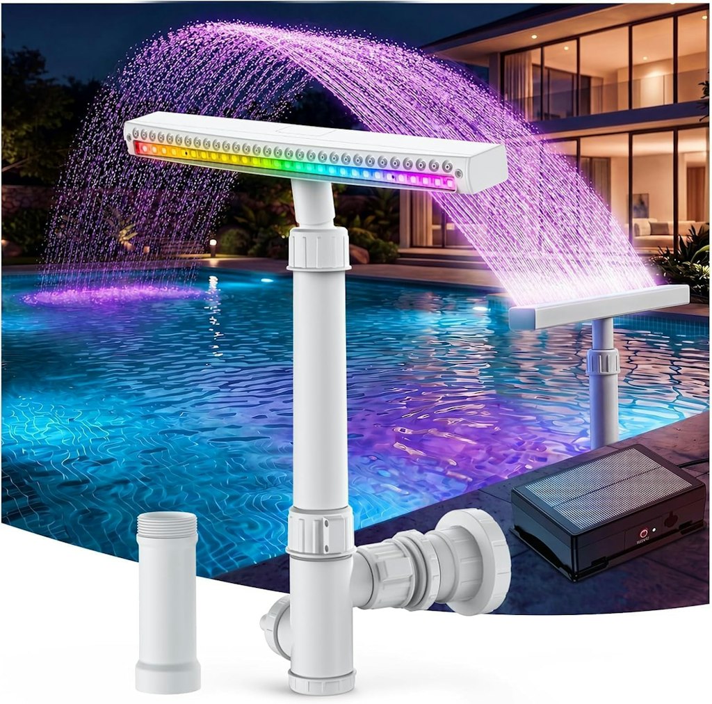 Jemulice Solar Pool Fountain with Lights: $19.99