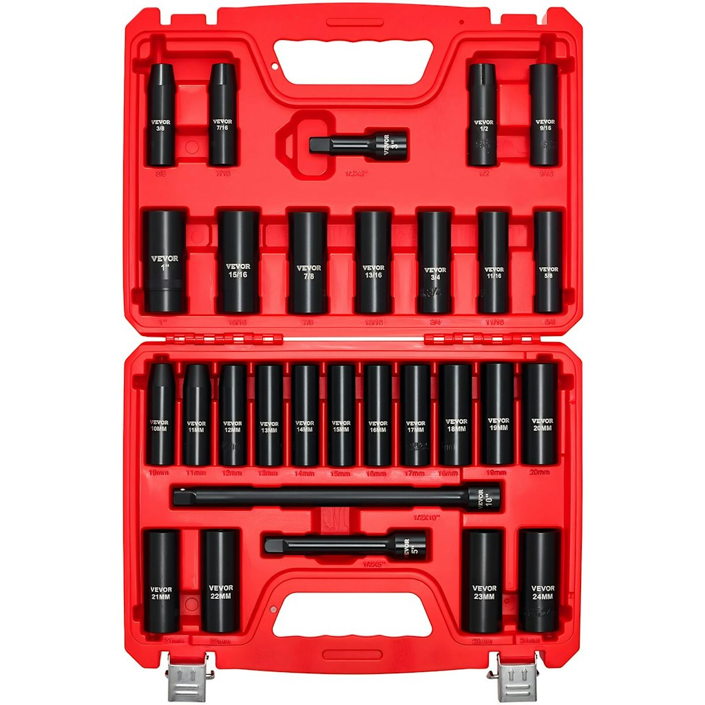 VEVOR 1/2" Drive 29-Piece Impact Socket Set: $27