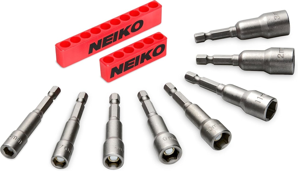 Neiko 1/4" Hex Shank Magnetic 8-Piece Impact Nut Driver Set: $8.35