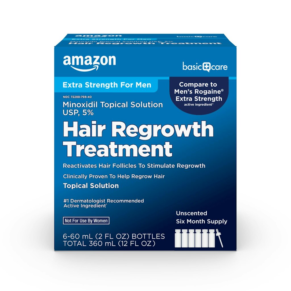 Amazon Basic Care Minoxidil 5% Extra Strength Hair Regrowth Treatment: $42 w/ Prime
