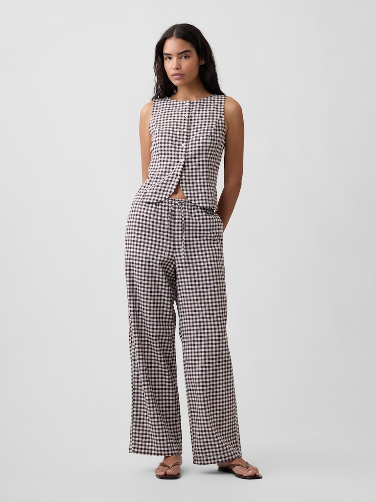 Mid-Rise Pull-On Wide-Leg Linen-Blend Pants: $34.99